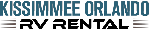 Banner reading 'Kissimmee Orlando' in bold blue uppercase letters on a light background.